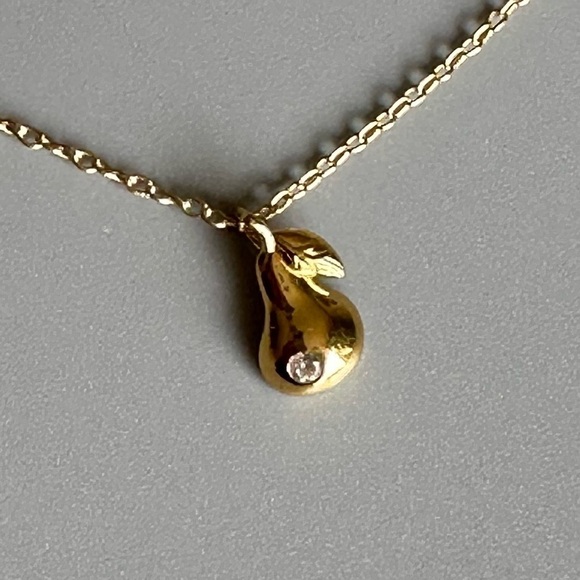 14k Gold Vermeil Pear Necklace - Picture 4 of 9